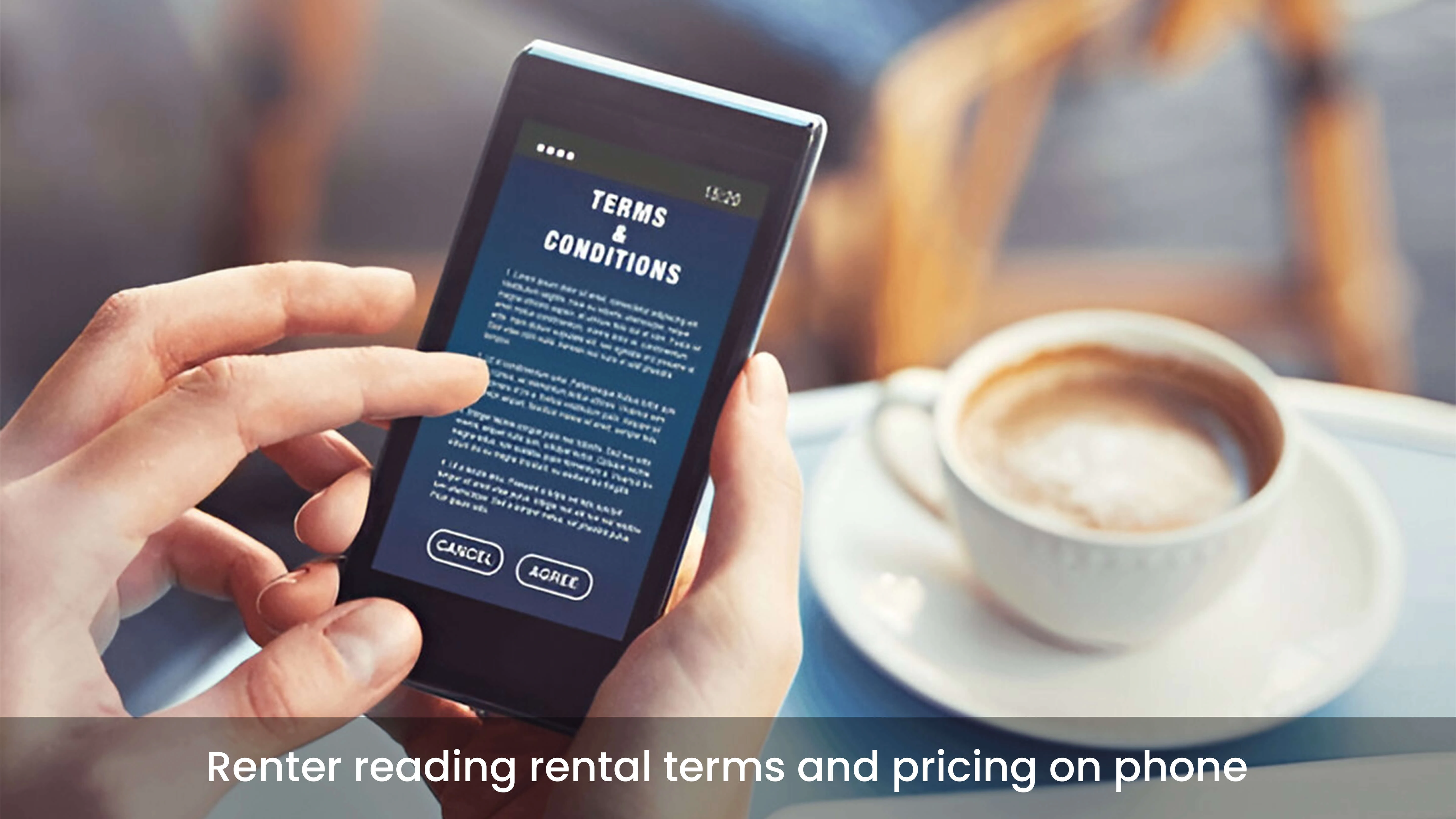 Tips for Renters to make rental easy User reading rental terms and pricing on phone