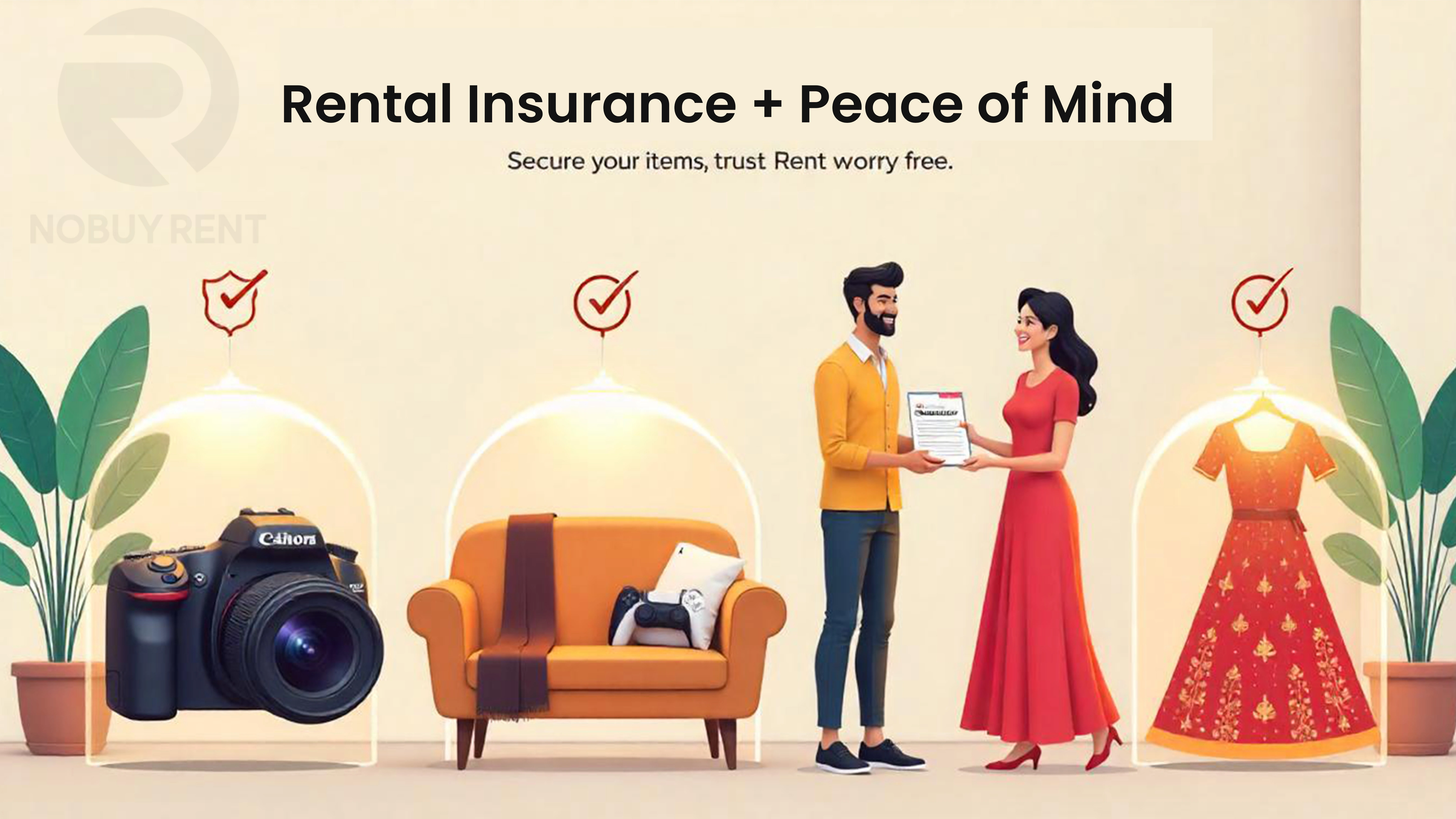 Customer securing rented electronic item with insurance